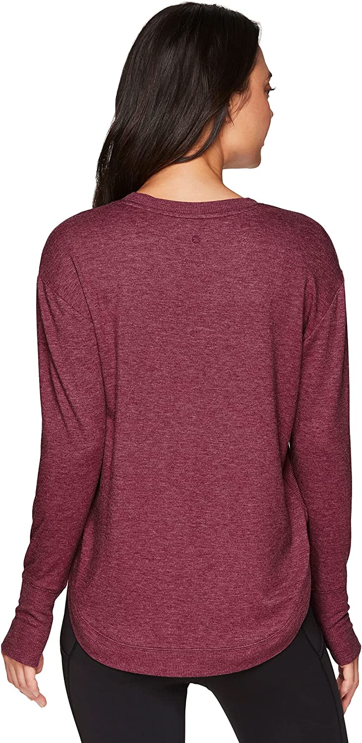 RBX Active Women's Fashion Athleisure Long Sleeve French Terry Lightweight Pullover Sweatshirt