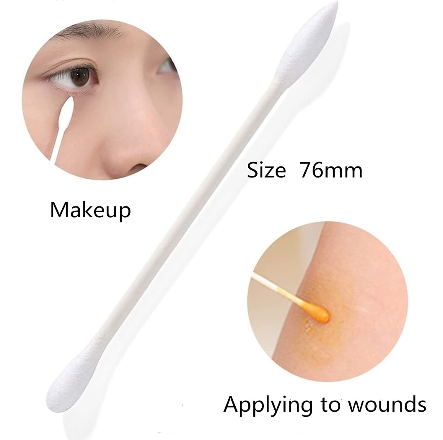 qtips100 individually packaged cotton swabs clean sanitary Travel Portable double headed paper stick disposable cosmetic White