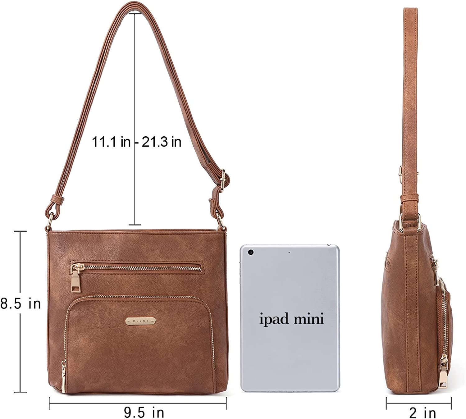 CLUCI Crossbody Purse for Women Multi Pockets Bag Vegan Leather Small Shoulder Handbags Summer Travel Designer Vintage Ladies