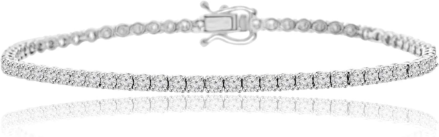 Madina Jewelry 2.71 ct Ladies Round Cut Diamond Tennis Bracelet in 14 kt White Gold