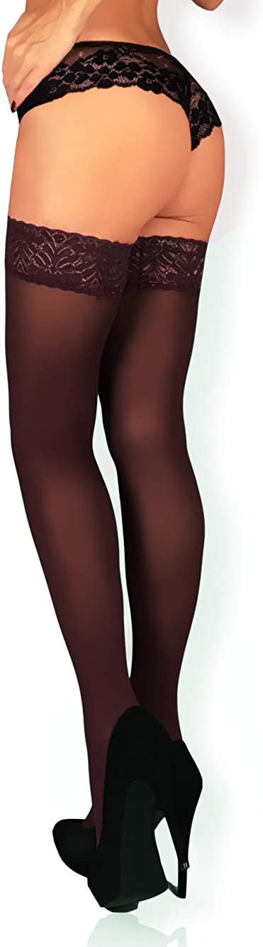 MILA MARUTTI Opaque Stay Up Thigh High Stockings with Silicone Strip 40 Den