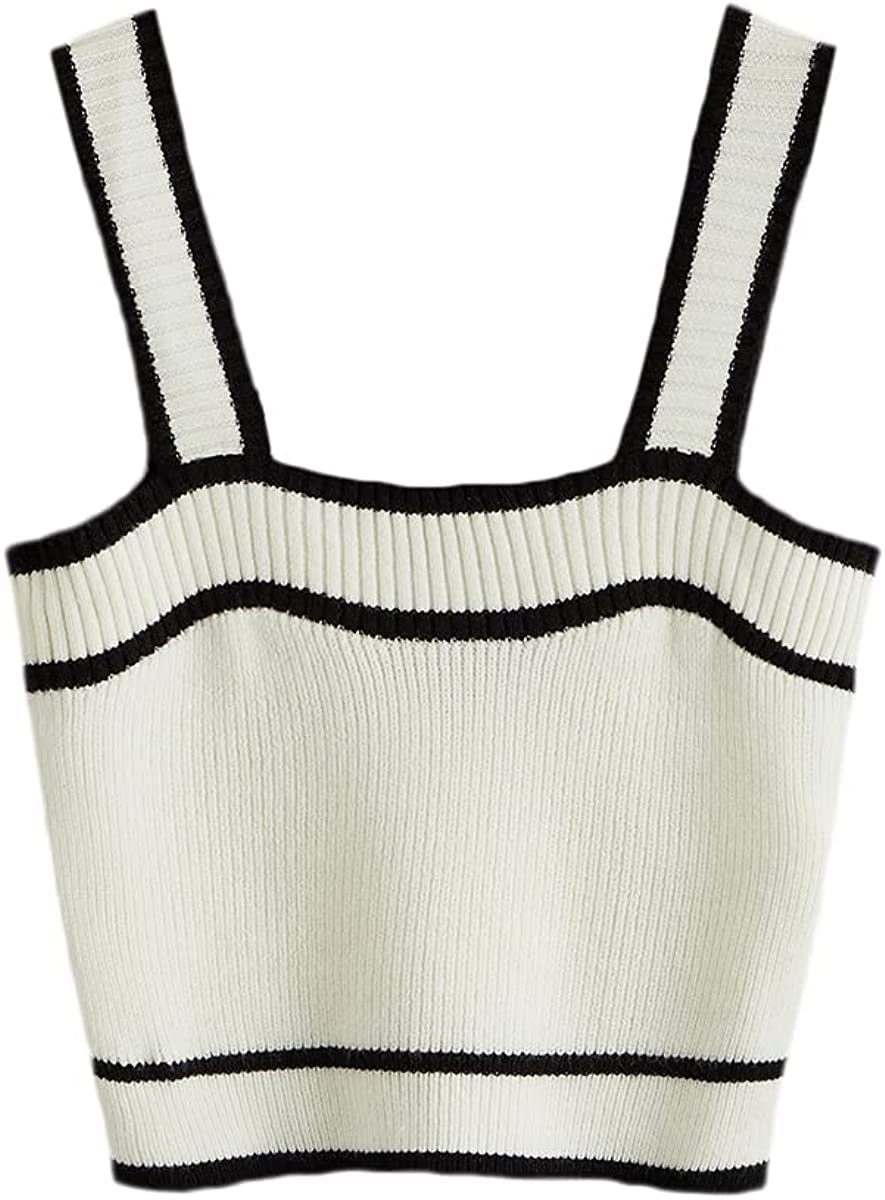 SweatyRocks Women's Sleeveless Ribbed Knit Spaghetti Strap Crop Cami Tank Top