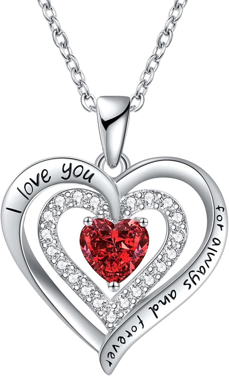 REDBEE Wife Jewelry 18K Rose Gold 925 Sterling Silver Plated Birthstone Jewelry Heart Pendant Necklace for Women, Birthday Jewelry for Girlfriend, Valentine's Day for Wife, Mother's Day for Mom Grandm