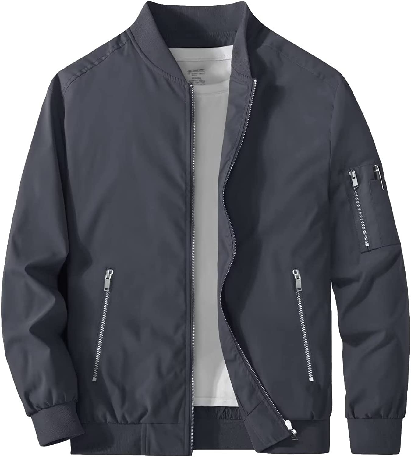 MAGCOMSEN Men's Jackets Windbreaker Bomber Jackets 3 Zipper Pockets Lightweight Spring Fall Varsity Baseball Jacket