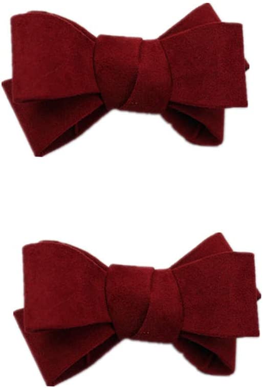 Douqu Assorted Color Fashion Leather Bow Shoes Clips Velvet Decorative Shoe Accessories Shoe Clip Charms (Khaki)