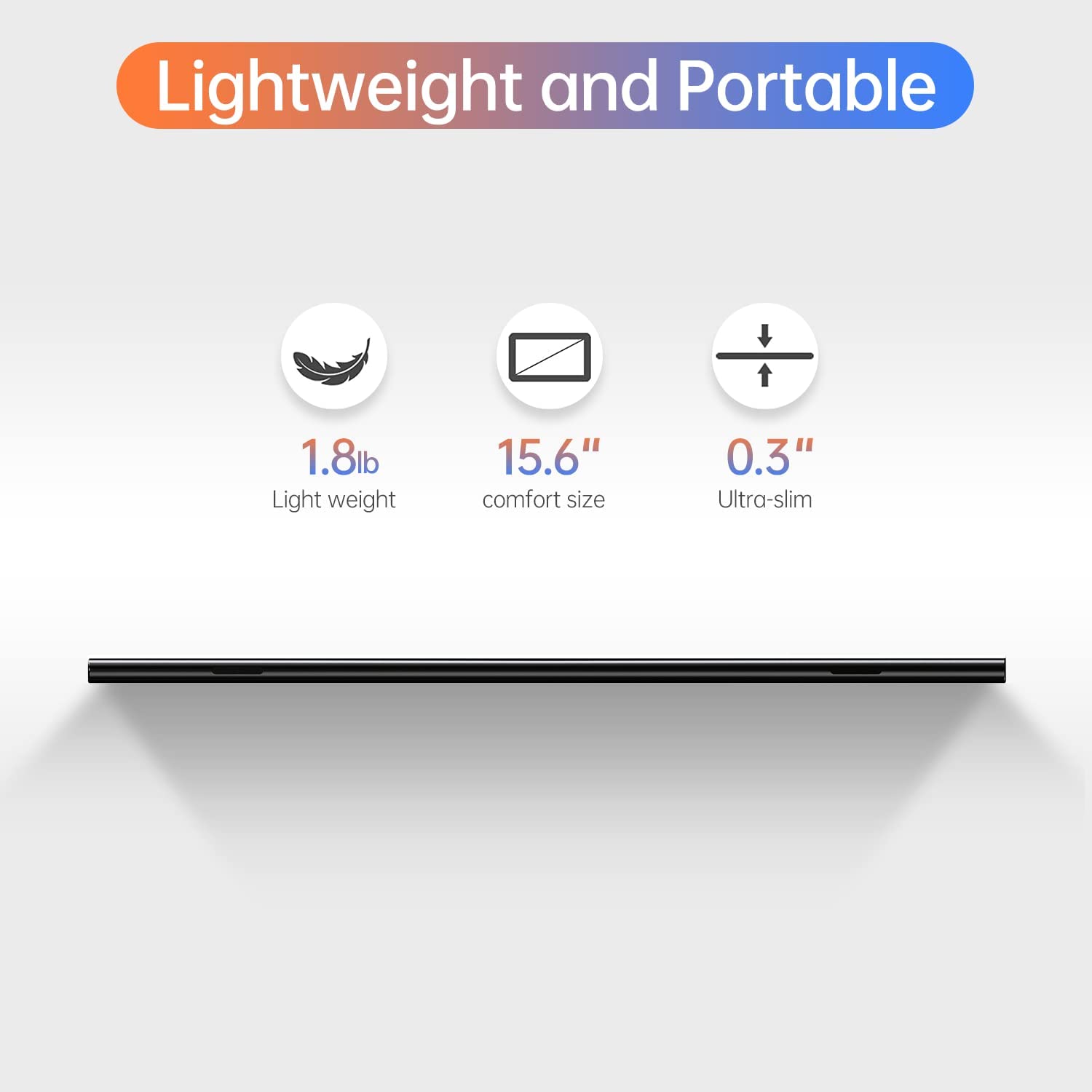 ForHelp 15.6" Professional (1920X1080) FHD Portable Monitor, IPS Ultra-Thin Zero Frame Gaming Monitor with HDMI USB Type-C,Dual Speakers.External Portable Monitor for Laptop Mac Phone PS4 Xbox Switch