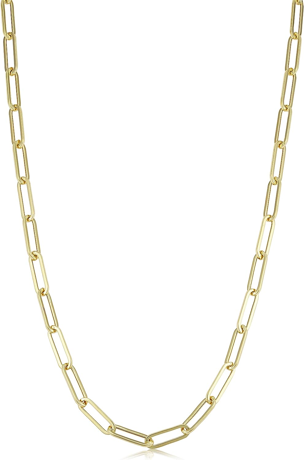 Au Naturale 14k Yellow Gold 4.4 mm Capsule Paperclip Link Chain Necklace (18, 20, 24, 30 or 36 inch)