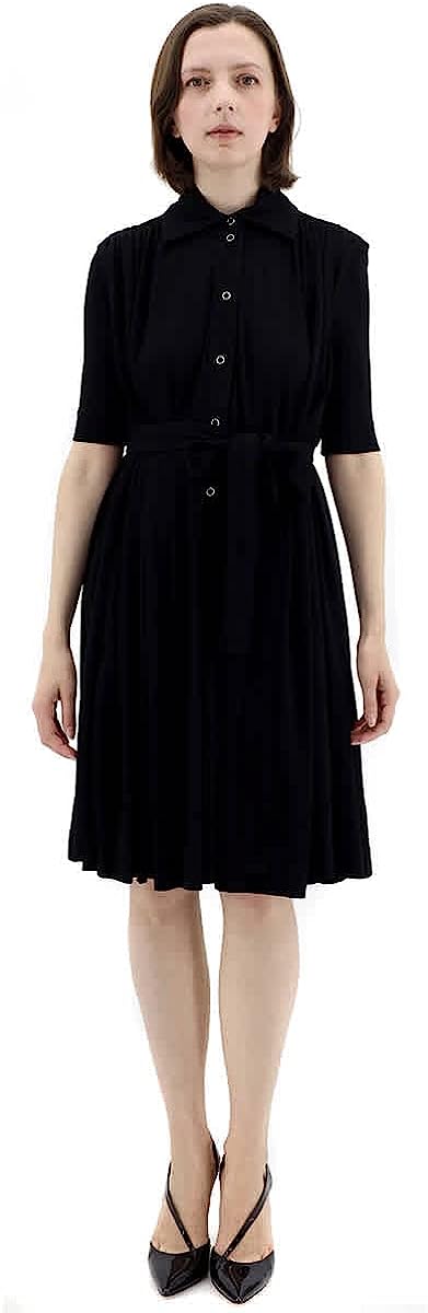 BURBERRY Black Jersey Gathered Short-Sleeve Dress, Brand Size 4 (US Size 2)