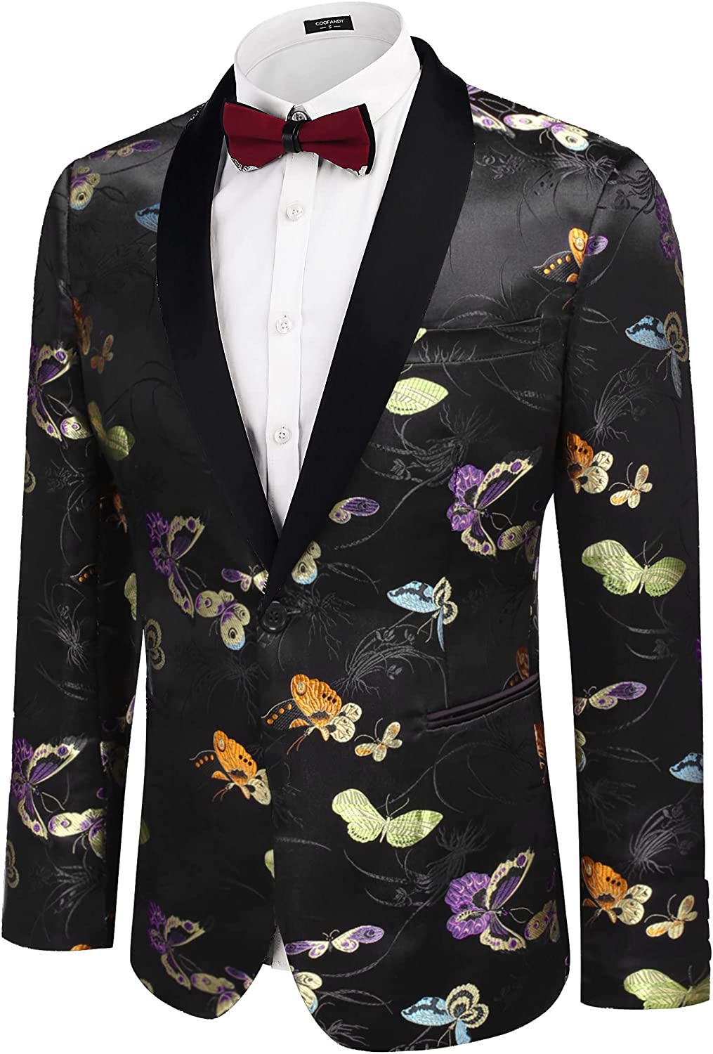 COOFANDY Men&#39;s Floral Dress Suit Luxury Embroidered Wedding Blazer Dinner Tuxedo Jacket for Party